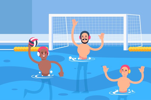 Flat design water polo illustration