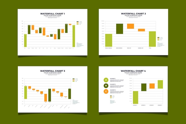 Flat design waterfall chart collection