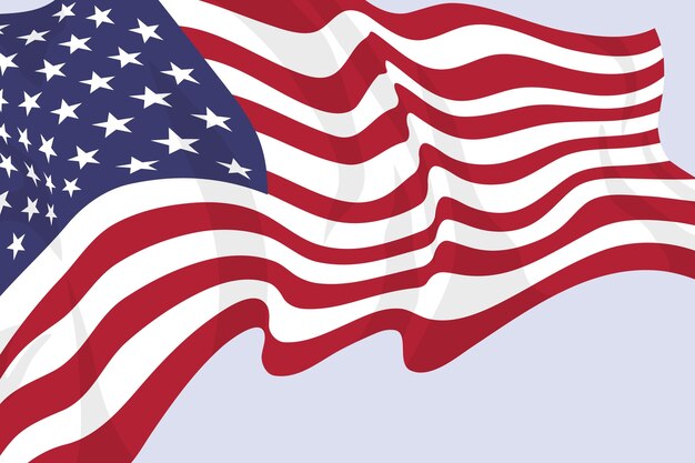 Flat design waving american flag background