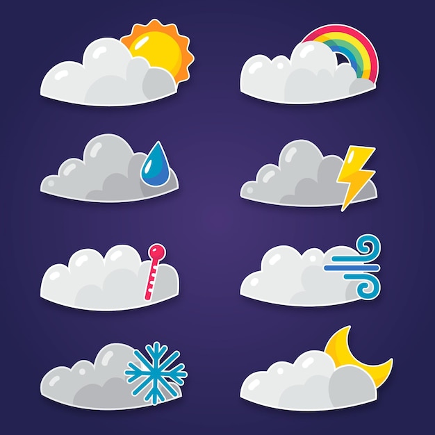 Flat design weather effects collection