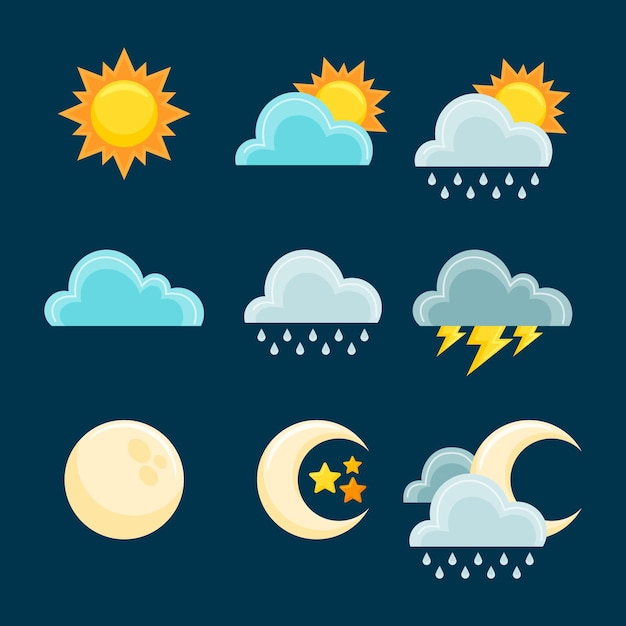 Flat design of weather effects