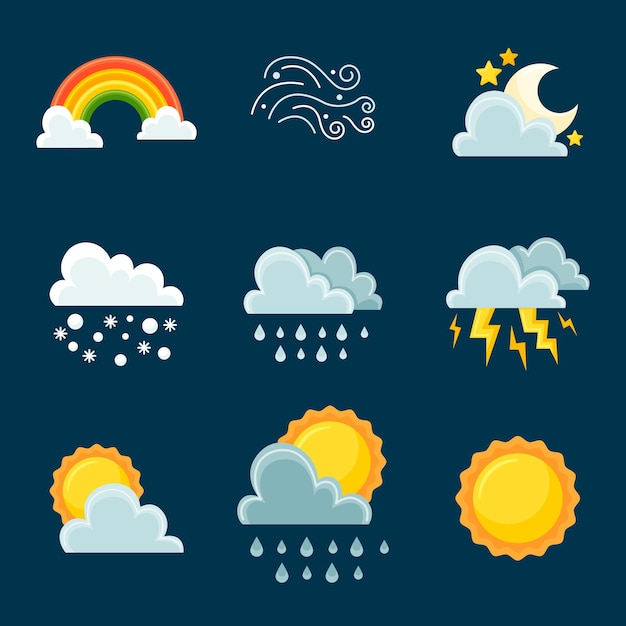 Free Vector flat design of weather effects