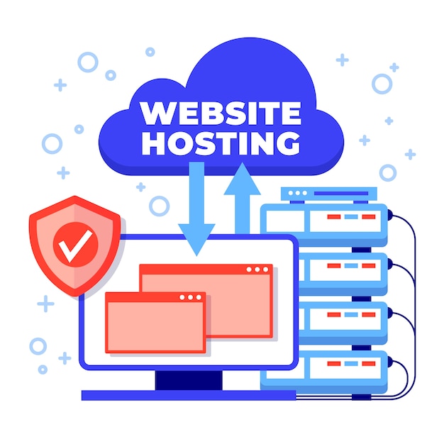 Flat design website hosting illustration