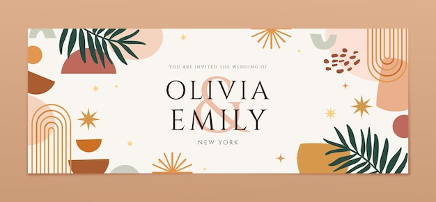 Flat design wedding  celebration facebook cover