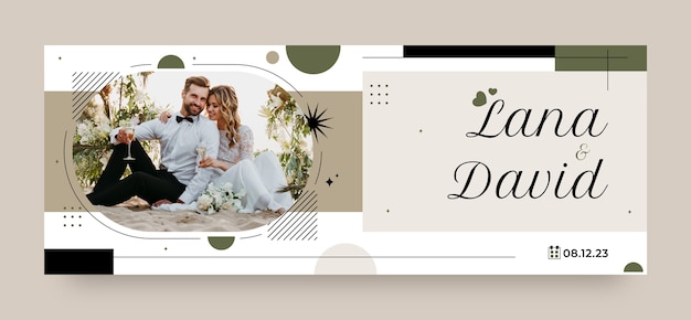 Flat design wedding celebration facebook cover