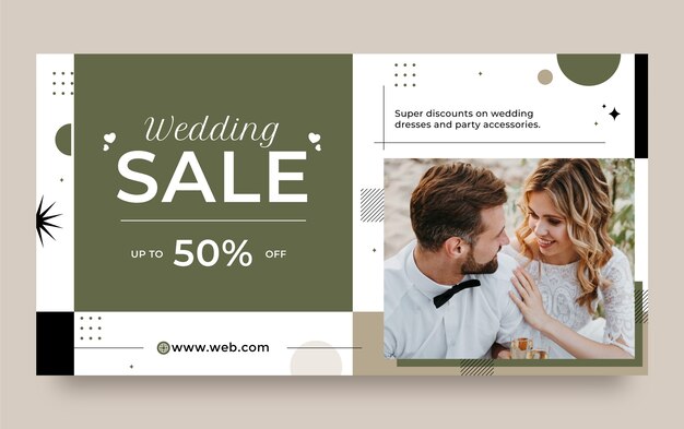 Flat design wedding celebration facebook post