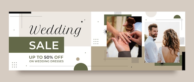 Flat design wedding celebration twitter header