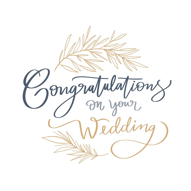 Flat design wedding congratulations lettering