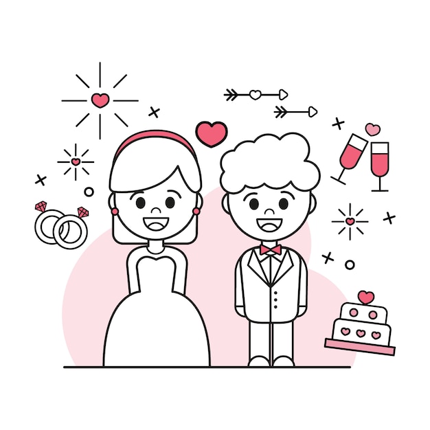 Flat design wedding couple