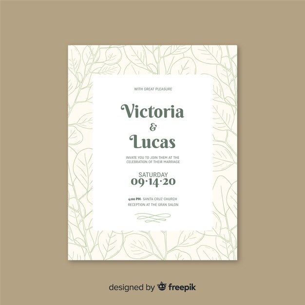 Flat design of wedding invitation template