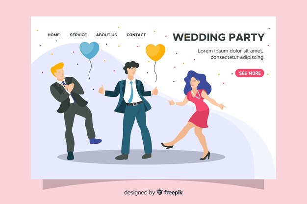 Flat design wedding landing page