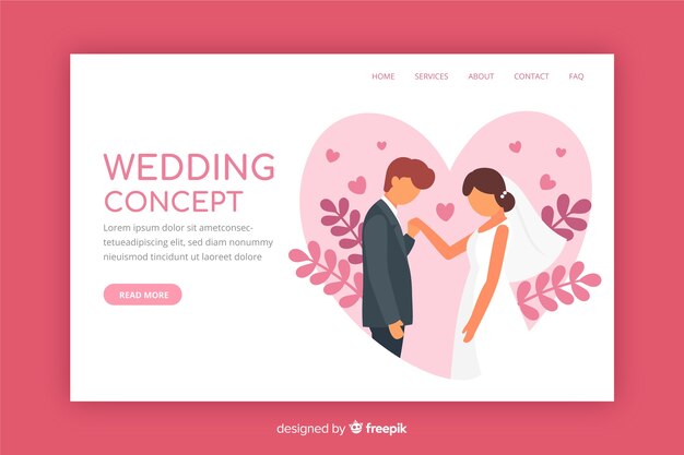 Flat design wedding landing page