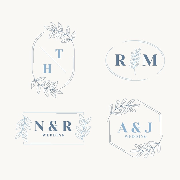 Free Vector flat design wedding monogram collection