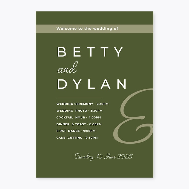 Free vector flat design wedding order of service