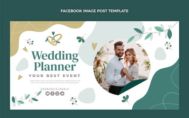 Flat design wedding planner facebook post