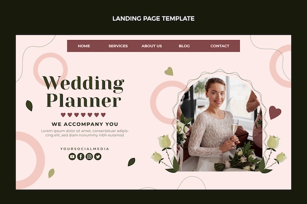 Free Vector flat design wedding planner landing page