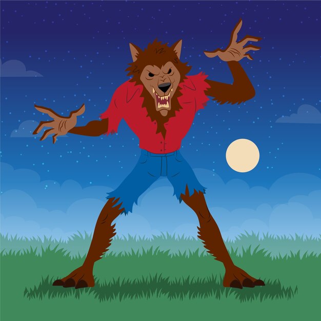 Flat design werewolf  illustration