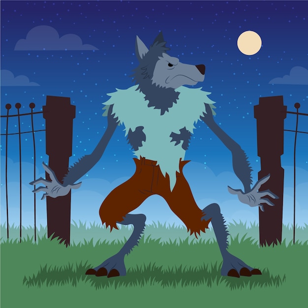 Flat design werewolf  illustration