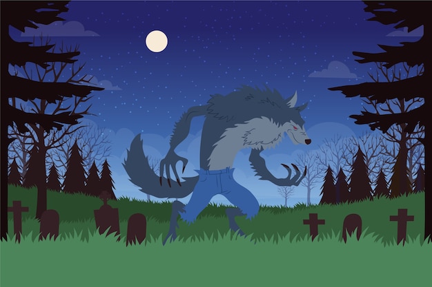 Free vector flat design werewolf  illustration