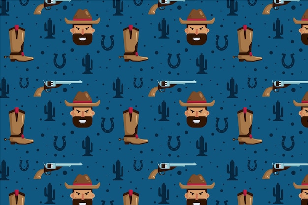 Free vector flat design western seamless pattern