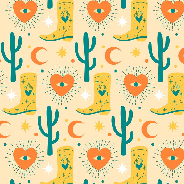 Flat design western seamless pattern