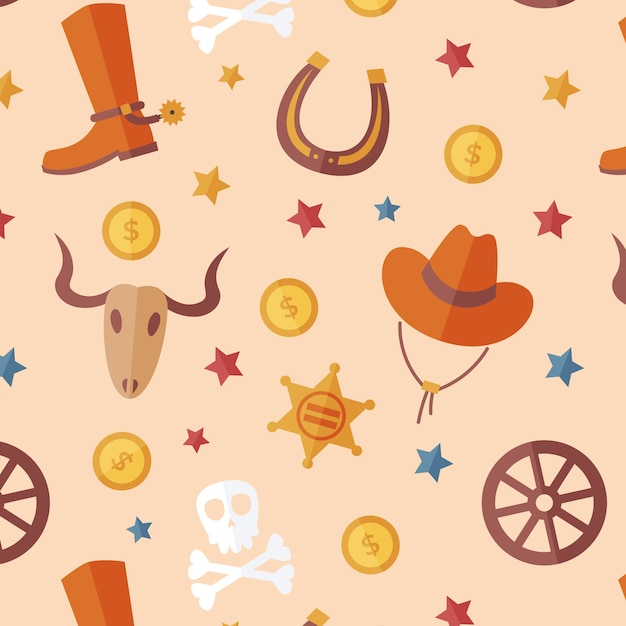 Free Vector flat design western seamless pattern