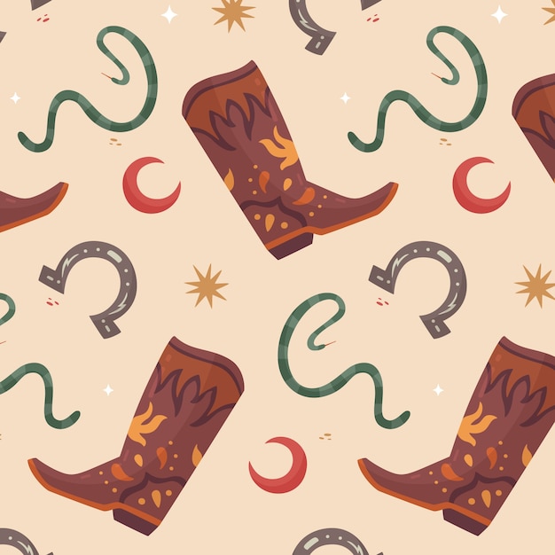 Free Vector flat design western seamless pattern