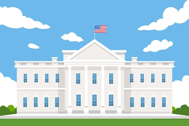 Flat design white house front view trademark