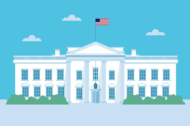 Flat design white house and sky