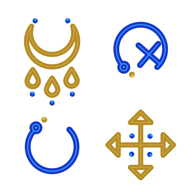 Flat design wiccan symbol set