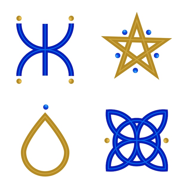 Flat design wiccan symbol set