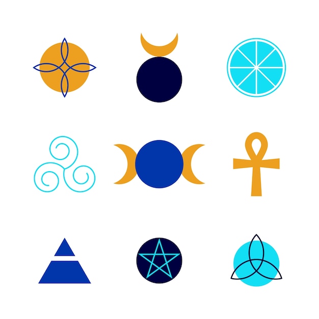 Free vector flat design wiccan symbol set