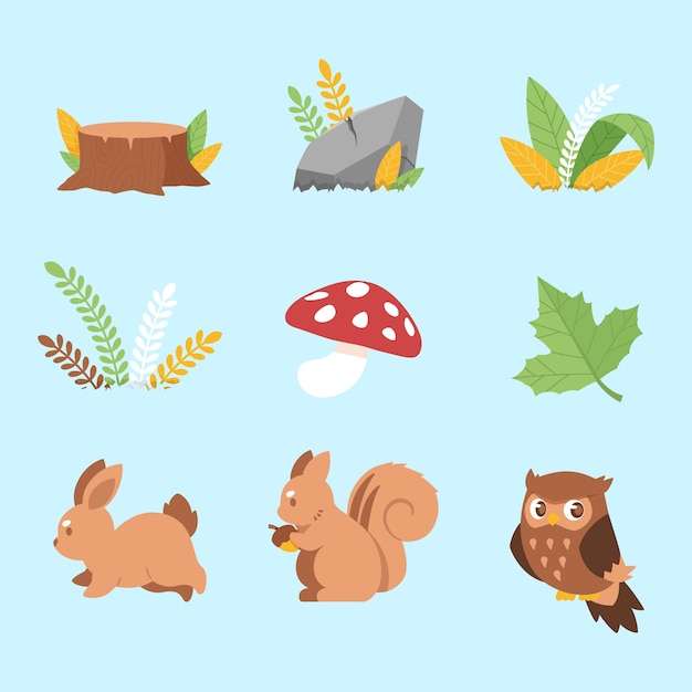 Free Vector flat design wild animal illustration