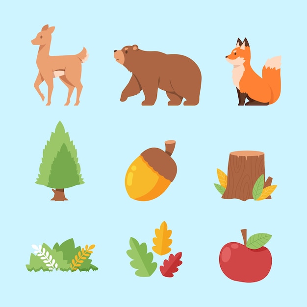 Free Vector flat design wild animal illustration