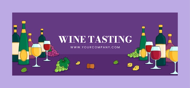 Flat design wine party facebook cover