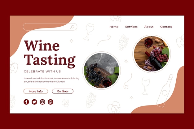 Free Vector flat design wine party landing page