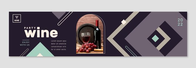 Flat design wine party twitch banner