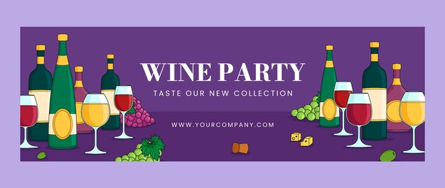 Flat design wine party twitch header