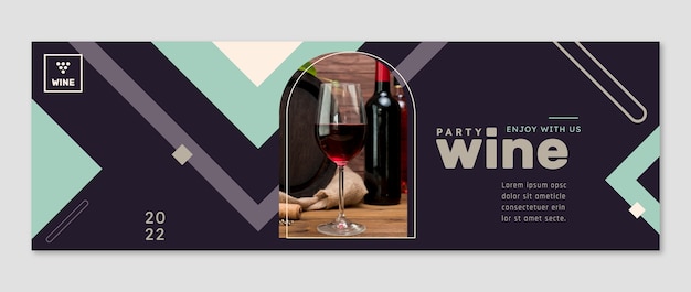 Flat design wine party twitter header