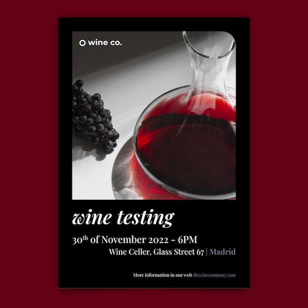 Flat design wine tasting poster