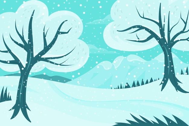 Free Vector flat design winter background with forest