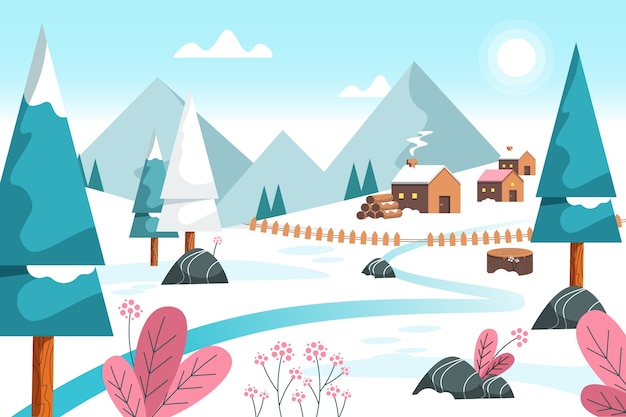 Free Vector flat design winter background