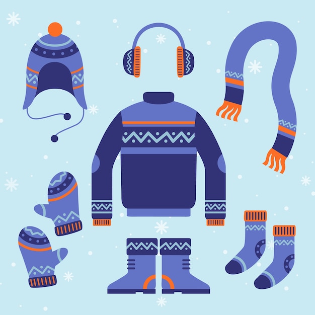 Free Vector flat design winter clothes and essentials