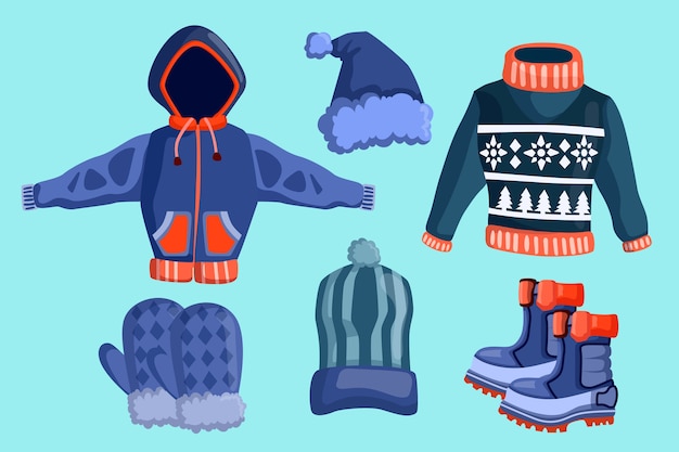 Free Vector flat design winter clothes and essentials