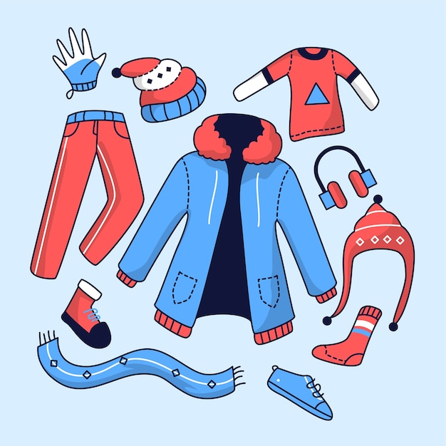 Free Vector flat design winter clothes and essentials