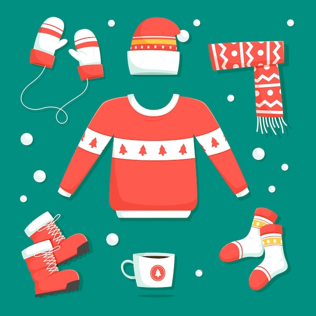 Free Vector flat design winter clothes and essentials