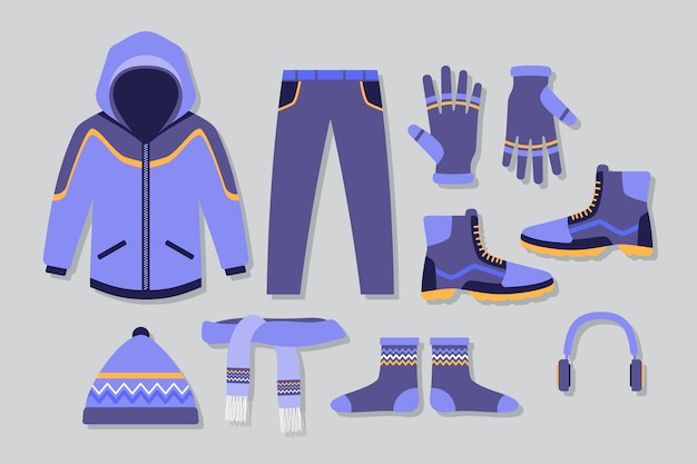 Free Vector flat design winter clothes and essentials