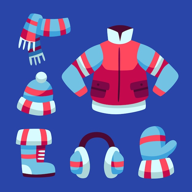 Free Vector flat design winter clothes pack