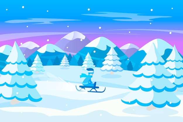 Free Vector flat design winter landscape concept