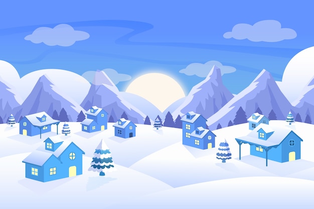 Free Vector flat design winter landscape concept